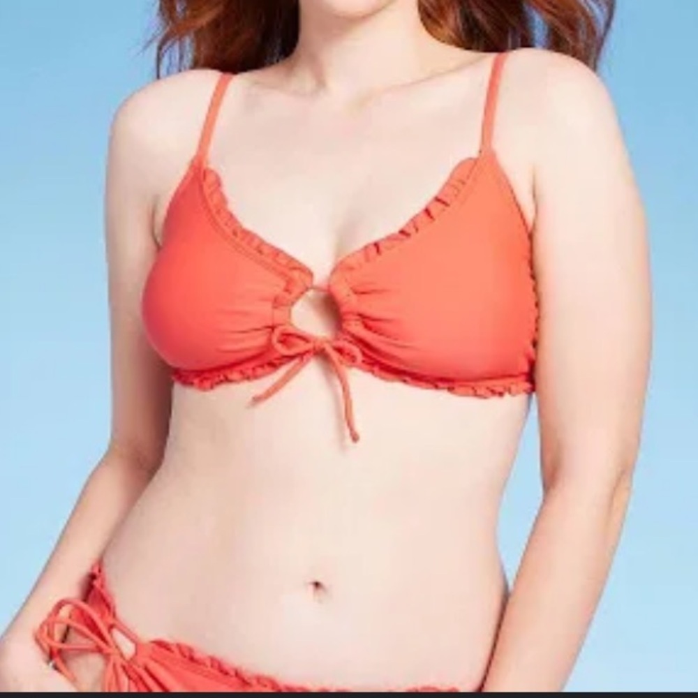 Shade & Shore tie front ruffle bralette bikini swimwear top